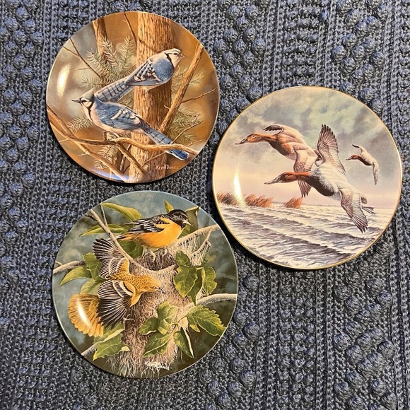 Lot Of 3 Collectible Plates- "Birds of Your Garden" 2pcs, The Federal Duck Stamp - Picture 1 of 7